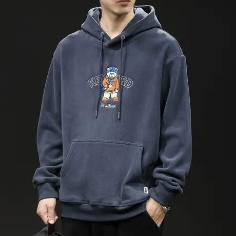 摇粒绒重磅连帽卫衣男士潮牌2024新款外套春秋款纯棉长袖宽松大码商品大图