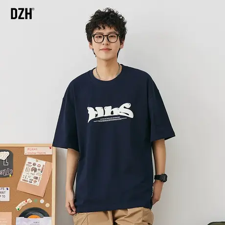 男士藏青色重磅t恤男短袖美式潮牌全棉半袖体恤夏季男装2023新款图片