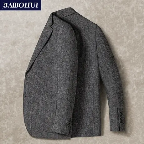 秋季英伦复古羊毛呢子小西装外套男士冬时尚修身休闲高端西服上衣商品大图
