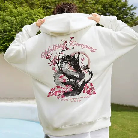 Nuthink美式420g重磅加绒加厚带帽卫衣男oversize春秋款大码外套商品大图