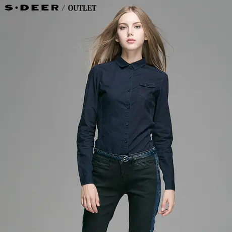 【新品】sdeer圣迪奥专柜正品新款女装拼接感修身女式衬衫4380519图片