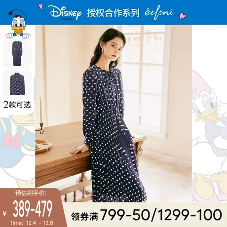 【唐老鸭系列】伊芙丽冬冬复古碎花连衣裙冬装2021年新款女裙子图片