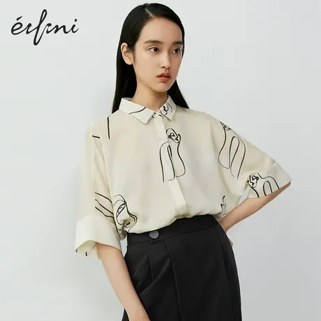 伊芙丽新款宽松显瘦衬衫休闲设计感气质衬衣1B4121541商品大图