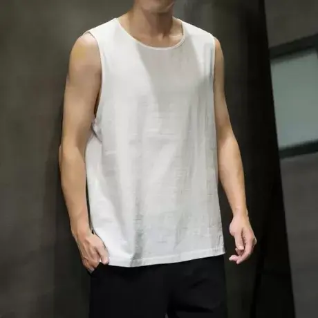 中国风背心男士夏季无袖t恤坎肩打底汗衫大码男装百搭上衣功夫衫商品大图