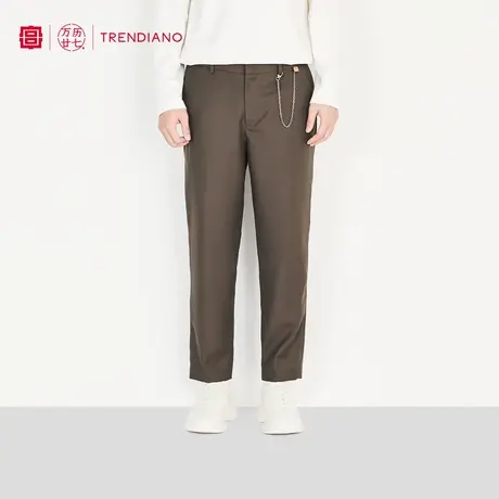 TRENDIANO官方男装潮牌秋季呢料西装九分裤男士羊毛直筒休闲长裤商品大图
