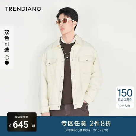 TRENDIANO官方男装冬季新款金属链条简约夹克型外套男士潮牌商品大图