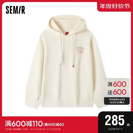 [商场同款]森马不二马联名红色卫衣女上衣2024新款oversize绣花春图片