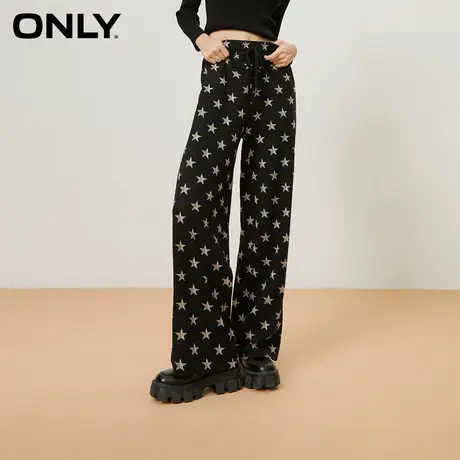 ONLY奥莱夏季宽松高腰黑色长裤满印阔腿裤休闲裤女图片