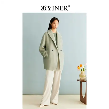 【柔暖羊驼毛】YINER音儿女装冬季法式优雅绵羊毛外套图片