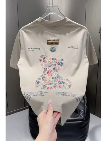 2024新款洋气减龄上衣设计感小众美式复古咖色正肩短袖t恤女夏季图片