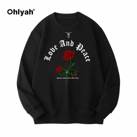 Ohlyah秋季大码卫衣男2023新款潮流圆领宽松纯棉cec学生外套定制商品大图