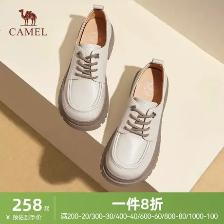 骆驼女鞋2024秋季新款牛津鞋真皮JK小皮鞋女粗跟乐福鞋厚底单鞋女图片