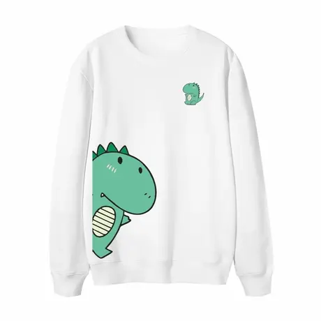卫衣女春秋薄款卡通小恐龙印花宽松韩版圆领上衣学生个性班服定制商品大图
