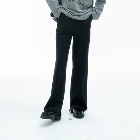 omont蛋挞家 高腰微喇西装裤女2023秋季新款休闲显瘦卡其色裤子商品大图