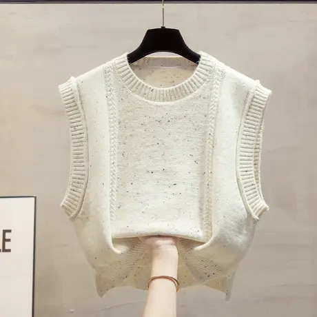 圆领短款针织马甲背心女2023秋装新款宽松外穿马夹叠穿毛衣坎肩潮商品大图