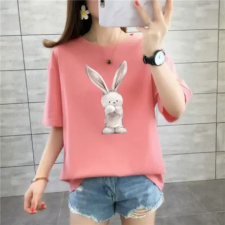 纯棉短袖T恤女装上衣服丅桖体土血裇运动休闲小款收身2023衫学生商品大图