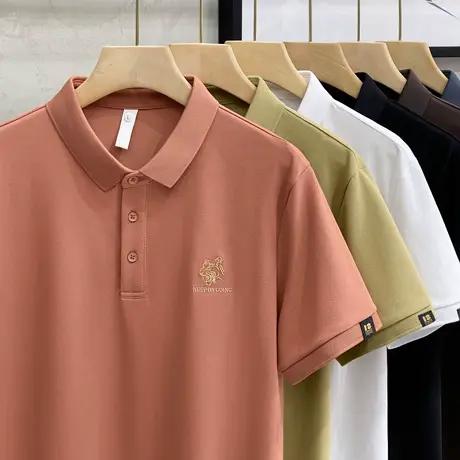 虎头刺绣男装polo衫夏季薄款有领上衣男士短袖2023新款潮牌t恤男商品大图