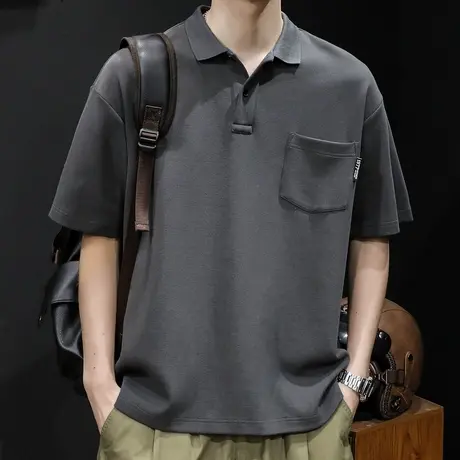 POLO衫男短袖t恤男士夏季宽松大码男装潮牌2023新款体恤重磅300g商品大图