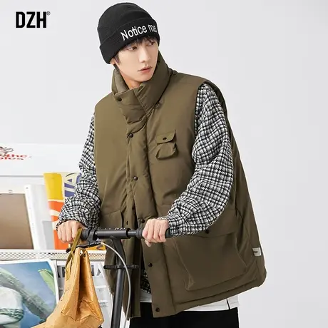 青少年工装风棉马甲男冬季背心保暖外穿日系马夹新款2023男款棉服商品大图