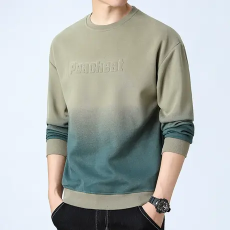 休闲卫衣男士秋季渐变色宽松圆领套头长袖上衣服潮牌男生秋季外套图片