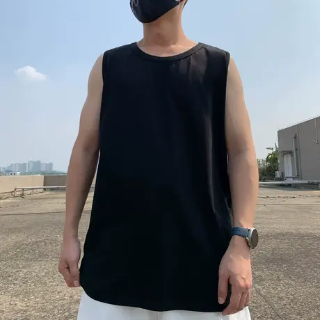 潮流运动外穿篮球背心纯棉大码男装胖子加肥加大夏季无袖透气宽松商品大图