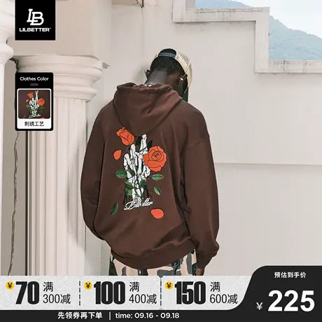 Lilbetter幸运手势380g重磅卫衣男连帽上衣刺绣衣服美拉德外套潮图片