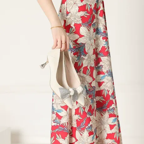 法式少女礼服高跟鞋女细跟2023年春季新款尖头水钻蝴蝶结宴会单鞋图片