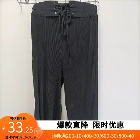 艾格夏季女士阔腿裤裤子高腰宽松直筒休闲Z602商品大图