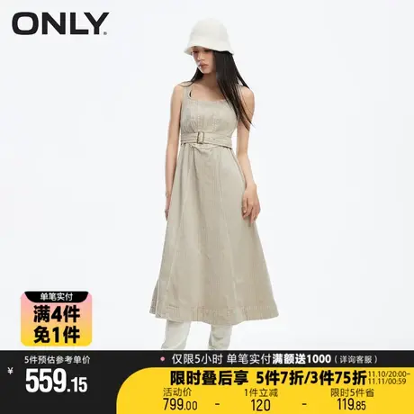 【买4免1】ONLY时尚潮流A字中长款牛仔吊带连衣裙女|123442016图片