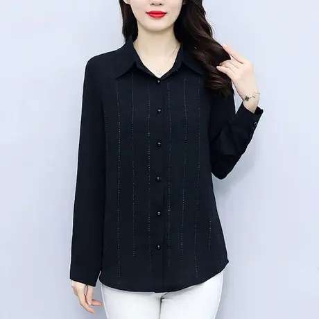 长袖衬衫女士2023新款欧货早秋衣时尚洋气外穿胖mm大码女装雪纺衫图片