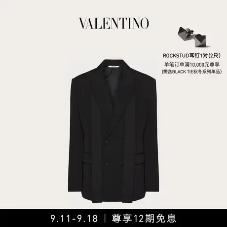 【12期免息】华伦天奴VALENTINO男士罗缎锦饰领带双排扣羊毛夹克商品大图