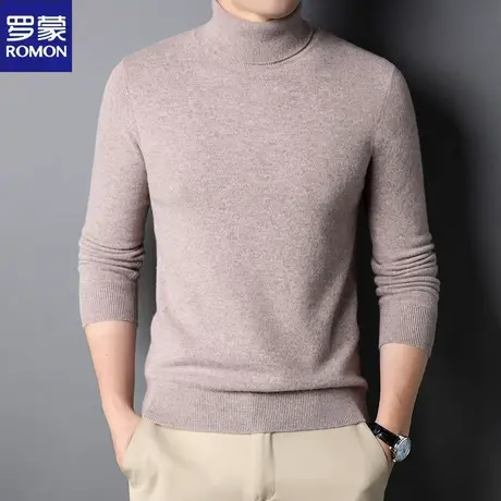 罗蒙男士100纯羊毛衫秋冬季新款高领毛衣中年男装加厚保暖针织衫图片