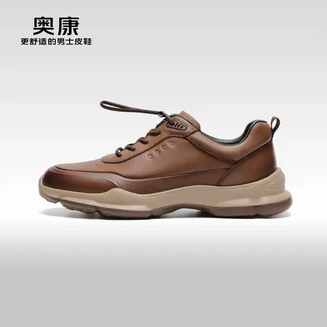 【门店发货】Aokang奥康秋季新款时尚休闲鞋男轻质真皮潮鞋商品大图