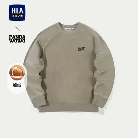 HLA/海澜之家panda wowo熊猫24秋冬新款插肩袖加绒厚休闲卫衣男装图片