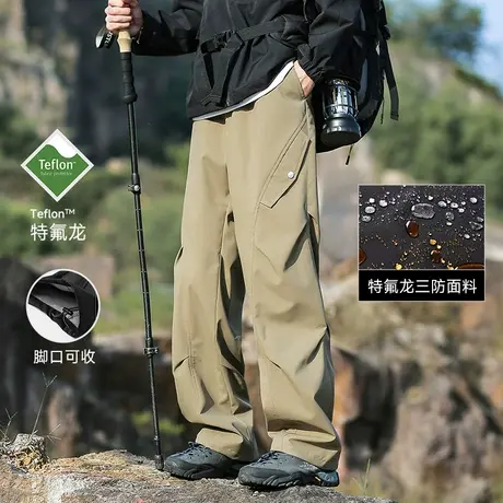 马克华菲三防硬壳工装冲锋长裤子男女2025夏新款宽松直筒阔腿休闲图片