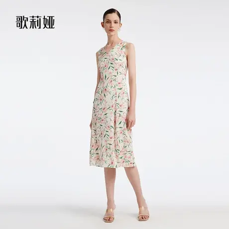 歌莉娅背心连衣裙夏季19姆米弹力真丝高级感显瘦印花裙子B4L4K070商品大图