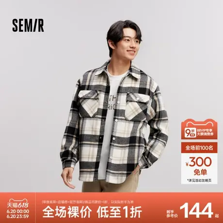 森马毛呢外套男冬季短款呢大衣不规则衬衫式翻领上衣复古时尚百搭图片