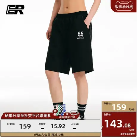 ER笑脸刺绣休闲裤男2023年夏季新款美式高街潮牌宽松运动短裤女商品大图