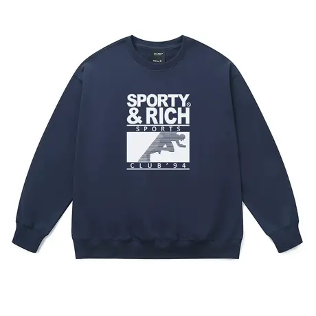 圆领运动衫卫衣情侣款sportyrich同款印花网球风中性款宽松上衣冬图片