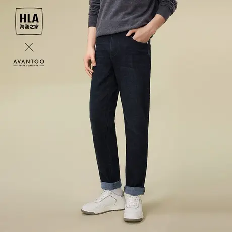 HLA/海澜之轻商务直筒牛仔裤23秋季新款易打理水洗休闲裤子男士商品大图