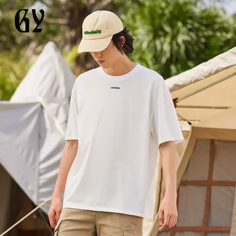 雅戈尔奥莱 GY男装重磅男t短袖恤夏季男装宽松休闲上衣白色男士商品大图