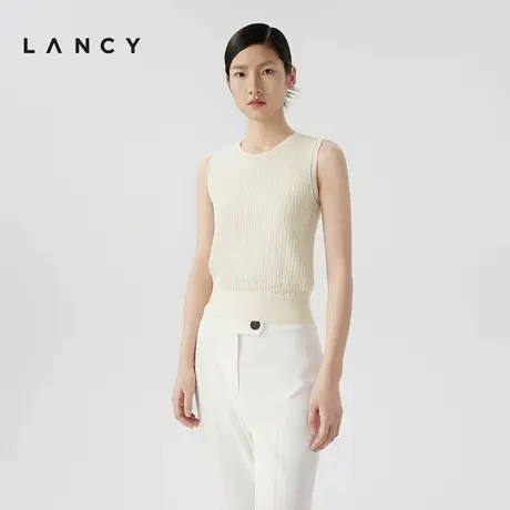 LANCY/朗姿2024夏季新款简约百搭背心马甲女修身高级感针织套头衫商品大图