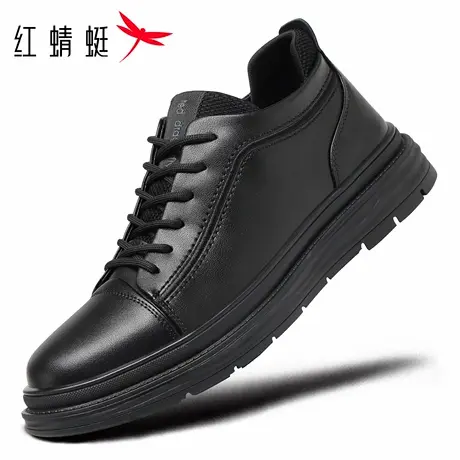 红蜻蜓男鞋秋冬新款鞋子平底中高帮休闲鞋板鞋男皮鞋真皮防水单鞋商品大图
