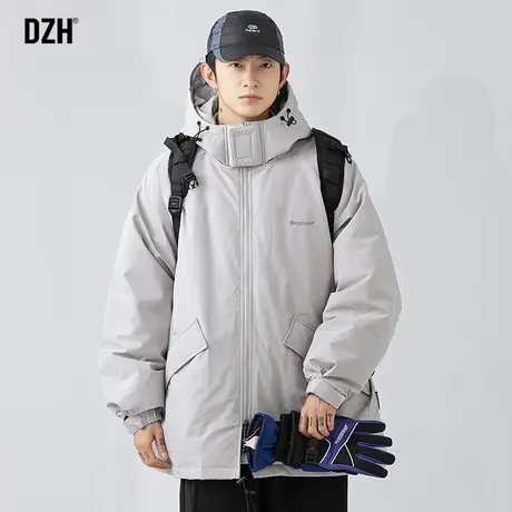 男士灰色户外棉衣男冬季加厚保暖连帽棉服2023年新款棉袄潮牌男装商品大图