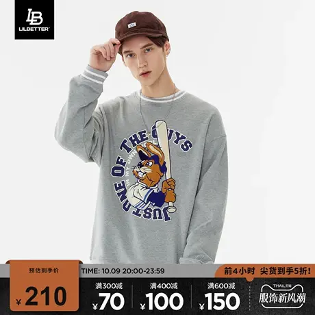 Lilbetter卫衣男春秋新款套头衫美式潮牌圆领上衣印花宽松外套LB图片