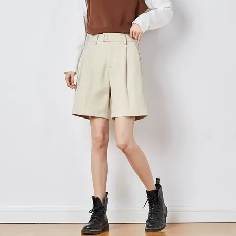 唐狮秋冬季款休闲裤中短裤女秋冬季高腰外穿格子裤女商品大图