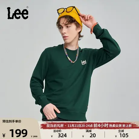 Lee23秋冬新品标准版型logo印花圆领男长袖卫衣潮流LMT0071254XH图片