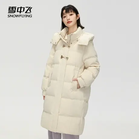 雪中飞2023秋冬新款女士中长款连帽羽绒服加厚学院风保暖时尚韩版商品大图