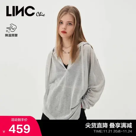 LINCCHIC金羽杰针织衫2023新款薄透连帽罩衫针织衫女S232SW158Y商品大图