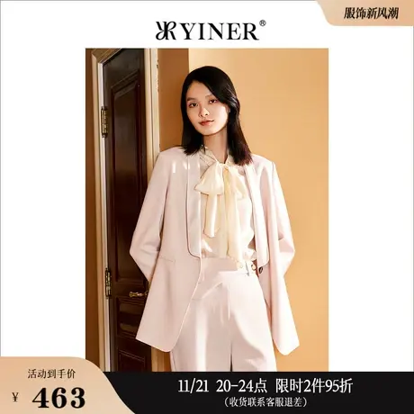 YINER音儿女装春季时尚一粒扣青果领短外套商品大图